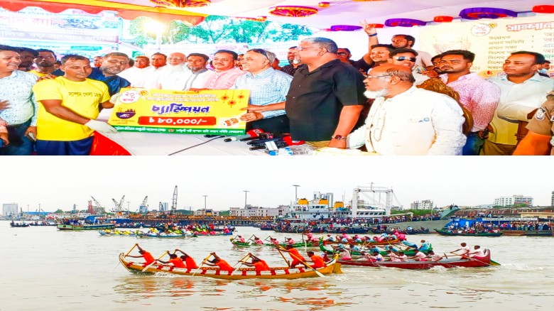 কর্ণফুলীতে ঐতিহ্যের আবহে ২০তম সাম্পান বাইচ